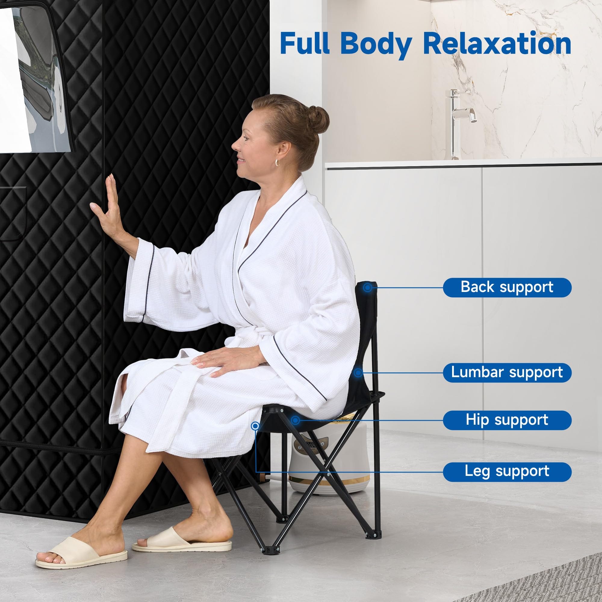Real Relax Sports&Fitness BJL-SNF01 Portable Steam Room for Home, 3’ x 3’ x 5.9’ Roomier Steam Sauna Box Sauna Tent with 3L 1500W Steamer, Remote Control, Folding Chair