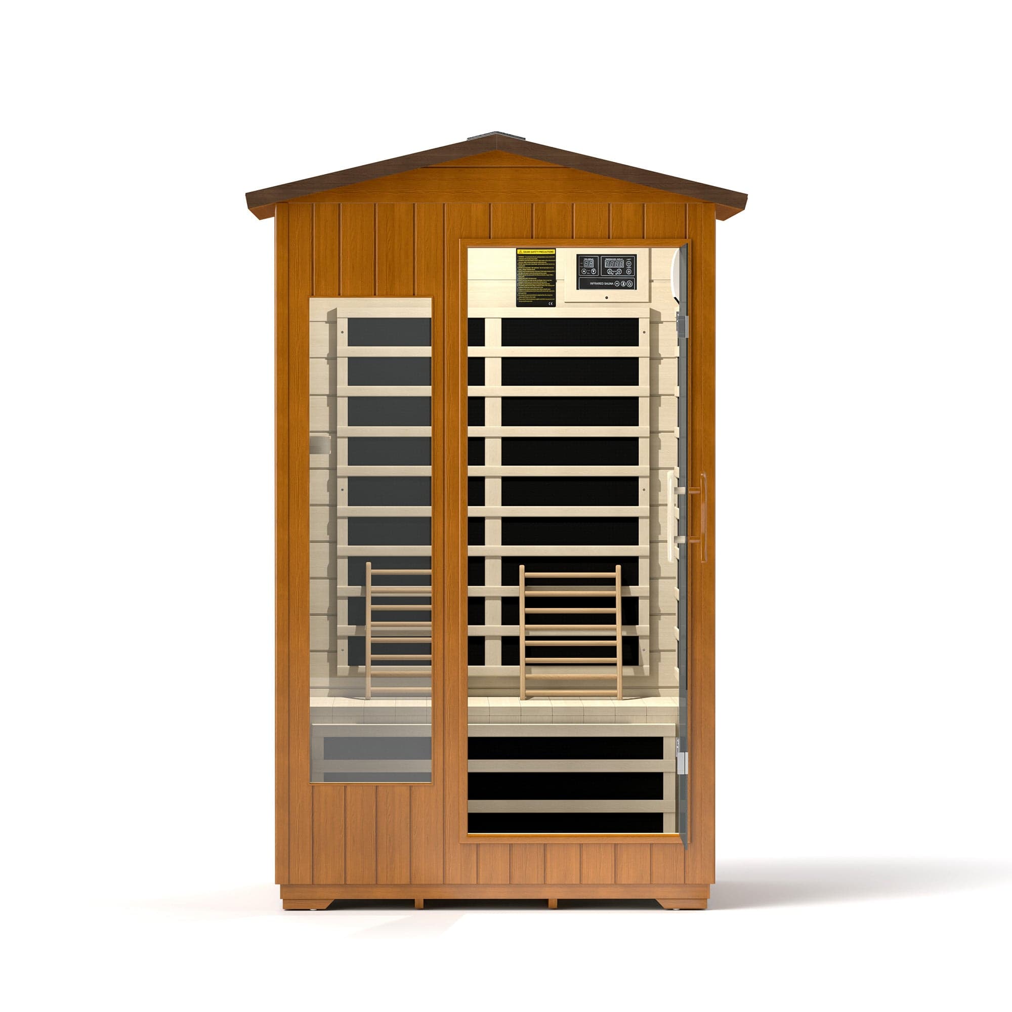 Real Relax Sports&Fitness LM-H02 Real Relax Outdoor Sauna 2 Person Infrared Sauna for Home, 15A Low EMF Far Infrared Sauna Spruce Wood Sauna with 10min Rapid preheating, Bluetooth, LCD Panel