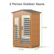 Real Relax Sports&Fitness LM-H02 Real Relax Outdoor Sauna 2 Person Infrared Sauna for Home, 15A Low EMF Far Infrared Sauna Spruce Wood Sauna with 10min Rapid preheating, Bluetooth, LCD Panel