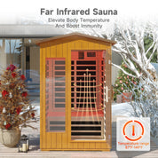Real Relax Sports&Fitness LM-H02 Real Relax Outdoor Sauna 2 Person Infrared Sauna for Home, 15A Low EMF Far Infrared Sauna Spruce Wood Sauna with 10min Rapid preheating, Bluetooth, LCD Panel