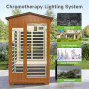 Real Relax Sports&Fitness LM-H02 Real Relax Outdoor Sauna 2 Person Infrared Sauna for Home, 15A Low EMF Far Infrared Sauna Spruce Wood Sauna with 10min Rapid preheating, Bluetooth, LCD Panel