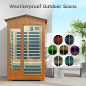 Real Relax Sports&Fitness LM-H02 Real Relax Outdoor Sauna 2 Person Infrared Sauna for Home, 15A Low EMF Far Infrared Sauna Spruce Wood Sauna with 10min Rapid preheating, Bluetooth, LCD Panel