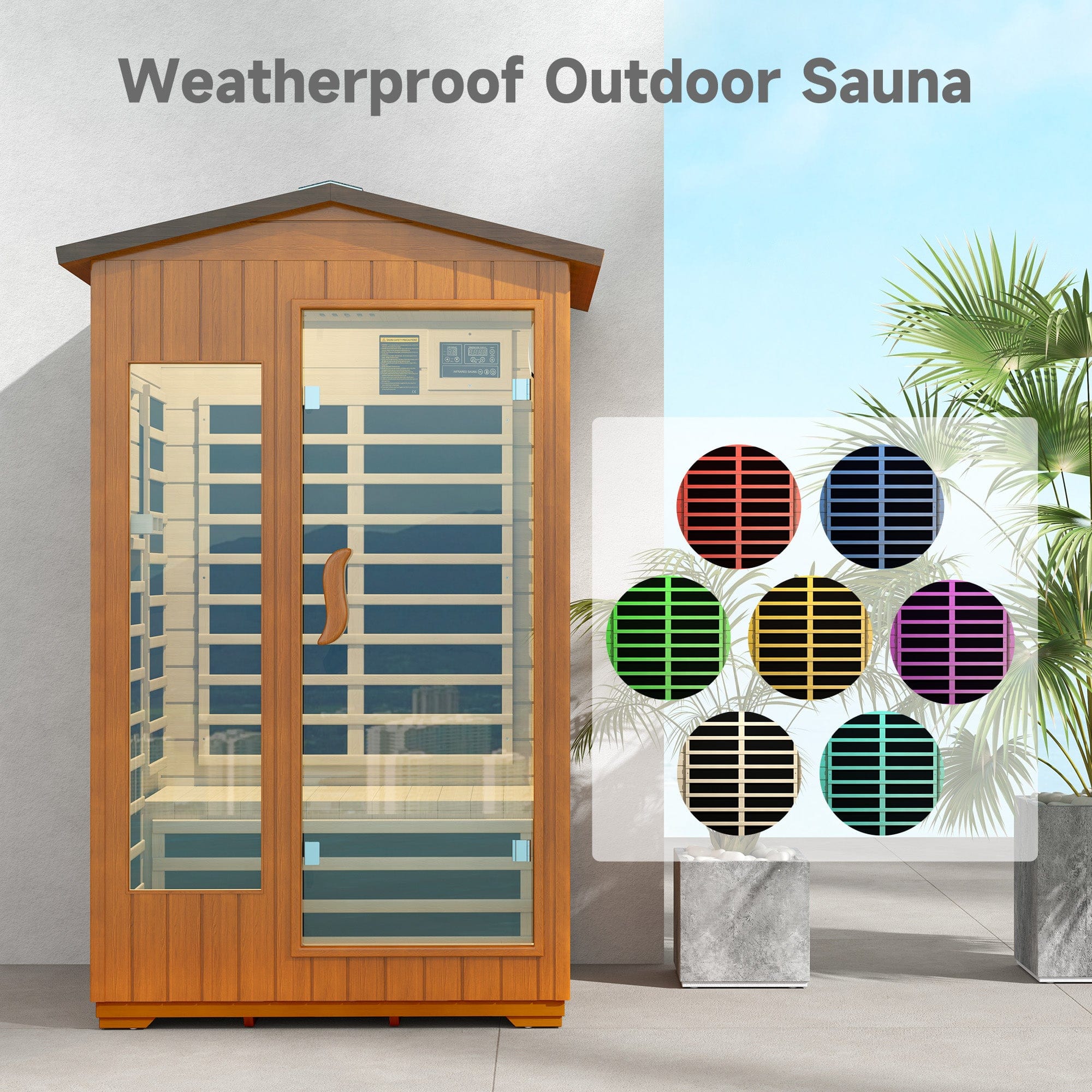 Real Relax Sports&Fitness LM-H02 Real Relax Outdoor Sauna 2 Person Infrared Sauna for Home, 15A Low EMF Far Infrared Sauna Spruce Wood Sauna with 10min Rapid preheating, Bluetooth, LCD Panel