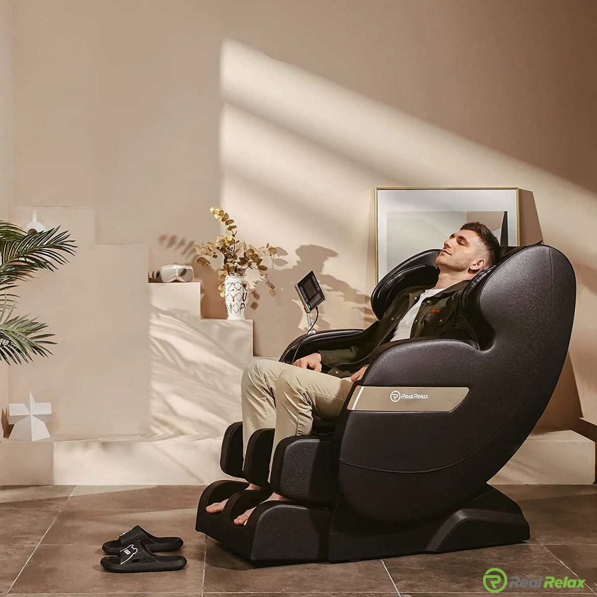 How do Real Relax massage chairs use eco-friendly materials?