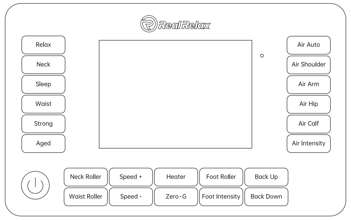 What are key functions of LCD touch screen of Real Relax massage chairs