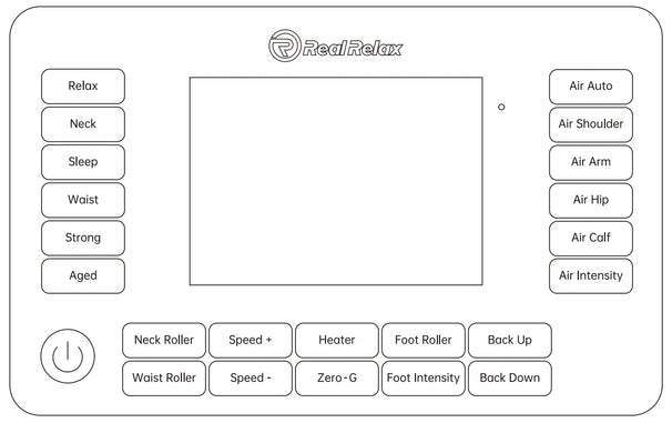 What are key functions of LCD touch screen of Real Relax massage chair