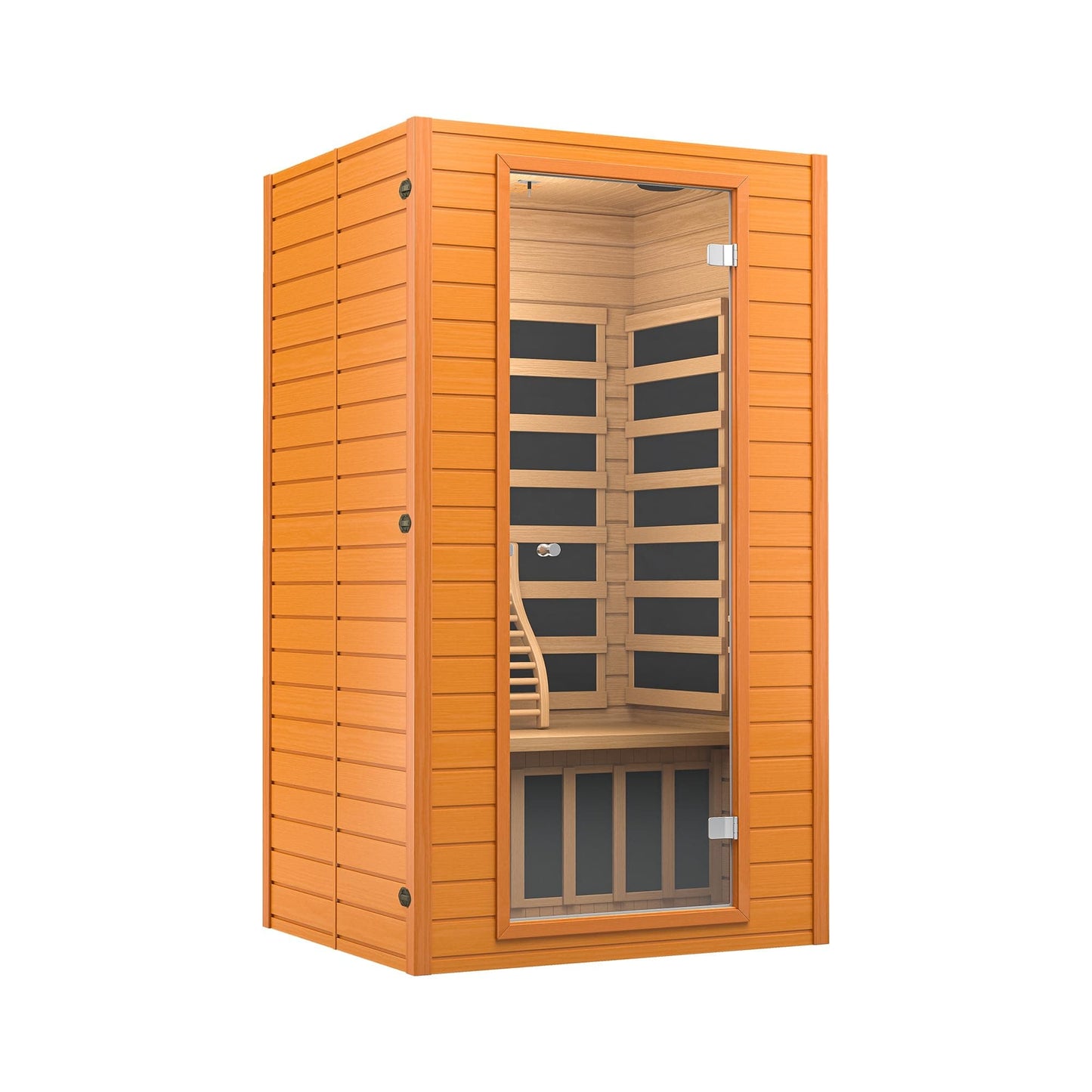 RESTISLAND MASSAGERS Canadian Hemlock Wood Far Infrared Sauna Room of Near Zero EMF, 9 Chromo Therapy Lights, Oxygen Lonizer for Home and Indoor Use, with Bluetooth, LCD Control Pannel,1-2 Person