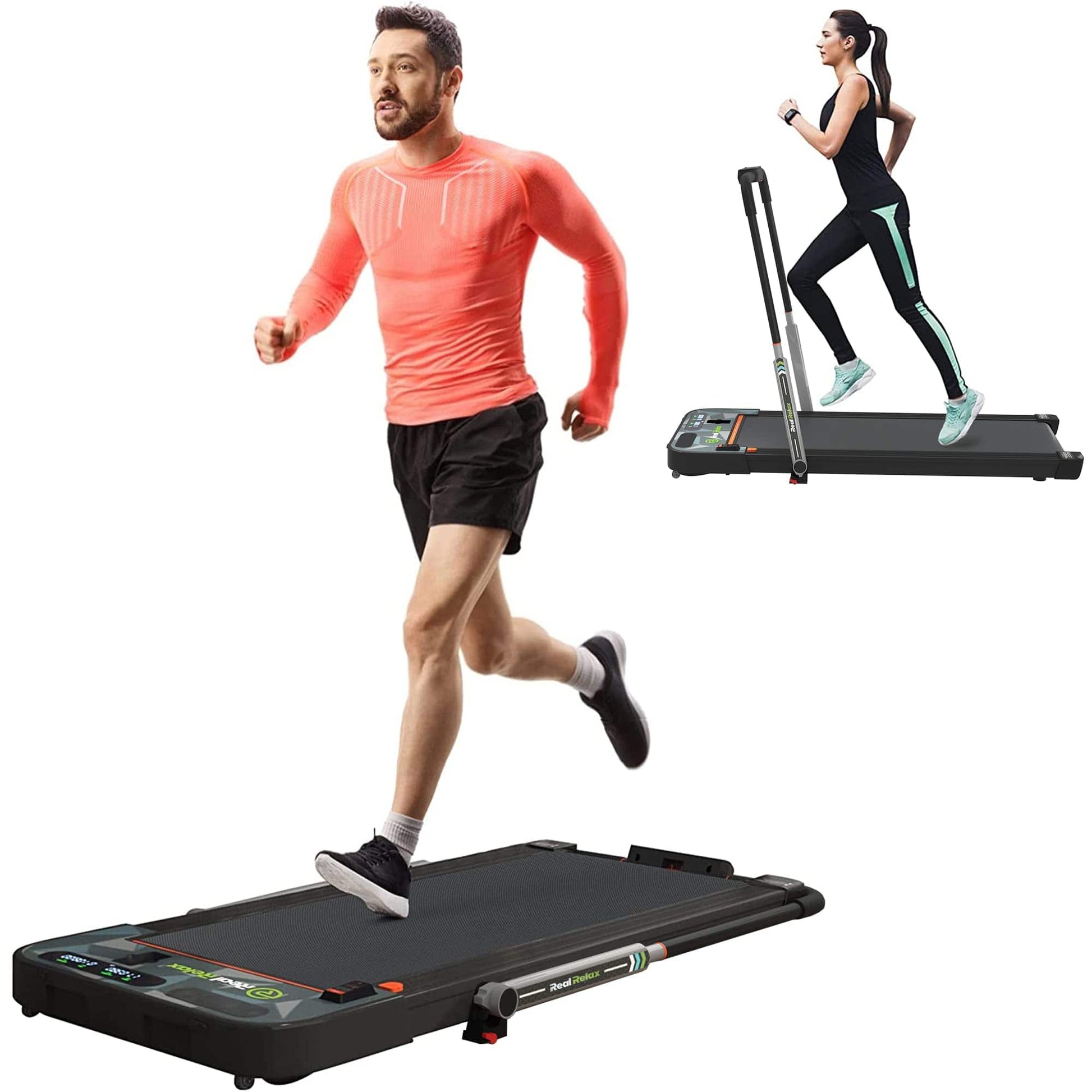 Real Relax Sports&Fitness Real Relax 2 in 1 Under Desk Treadmill, 2.5HP Electric Folding Treadmill with Bluetooth Speaker and Remote Control for Home & Office Use