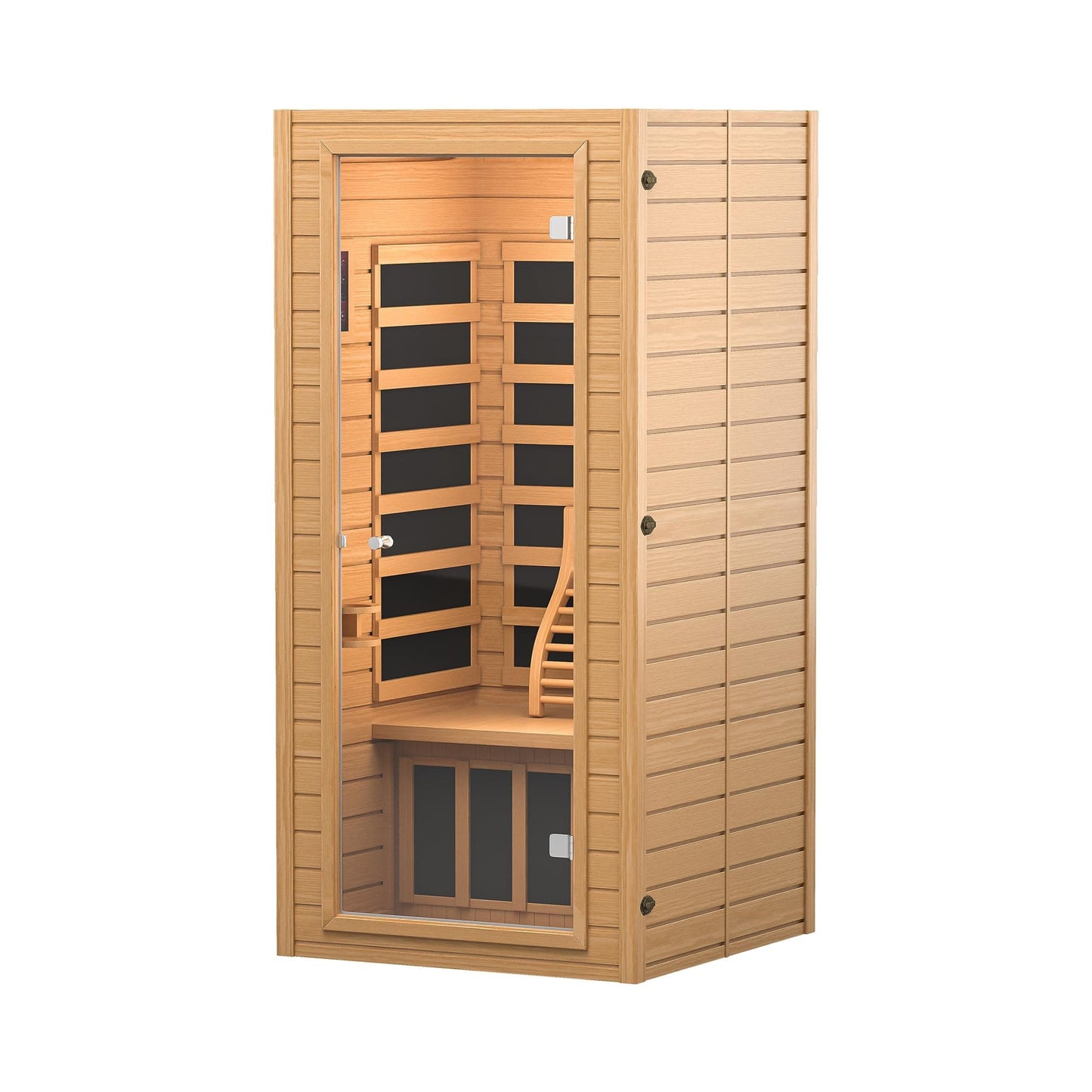 RESTISLAND MASSAGERS Canadian Hemlock Wood Far Infrared Sauna Room of Near Zero EMF, 9 Chromo Therapy Lights, Oxygen Ionizer for Home and Indoor Use, with Bluetooth, LCD Control Pannel