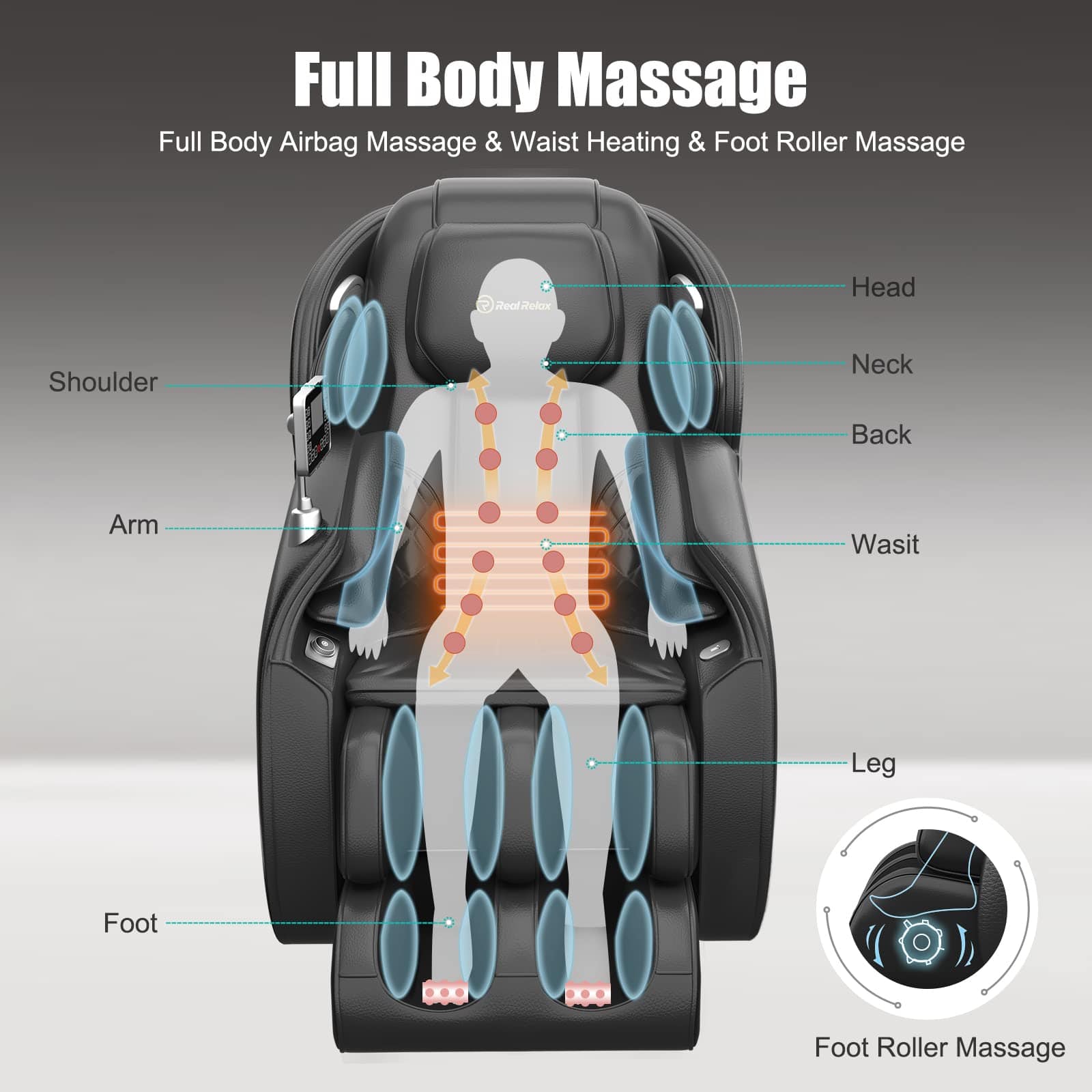 Real Relax Massage Chair Favor-06 Massage Chair Black