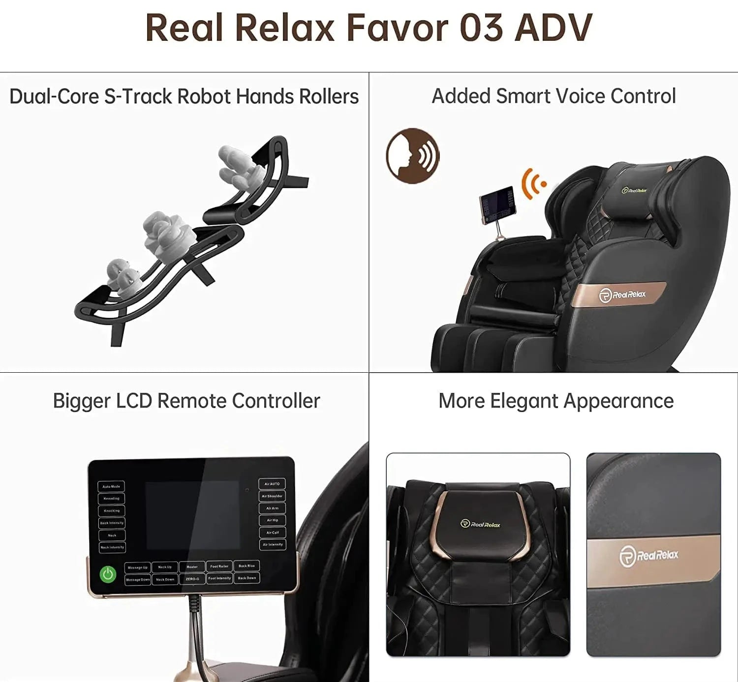 Real Relax Massage Chair Favor-03 ADV 2D Massage Chair Black