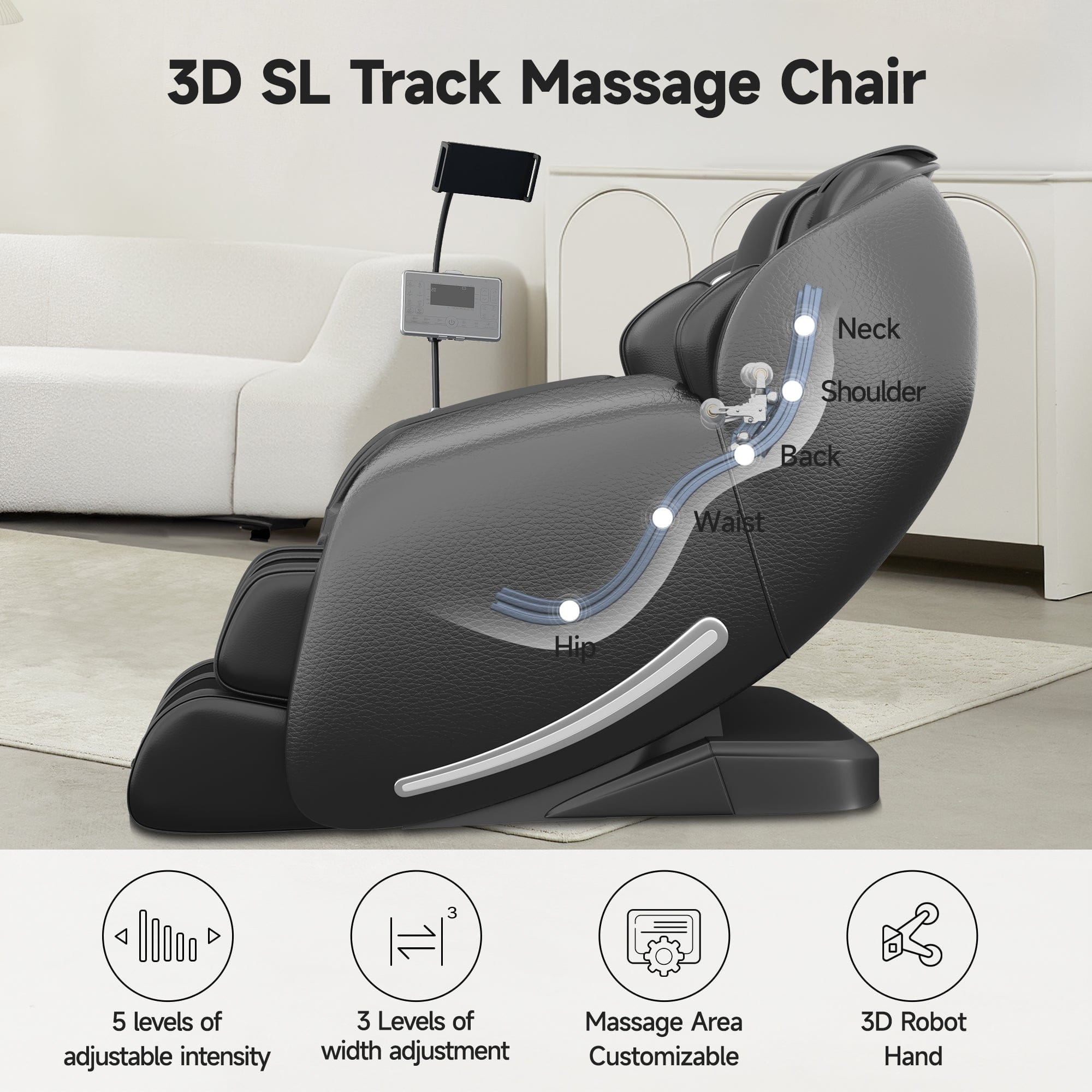 Real Relax Massage Chair Favor-06 Pro 3D Massage Chair Black