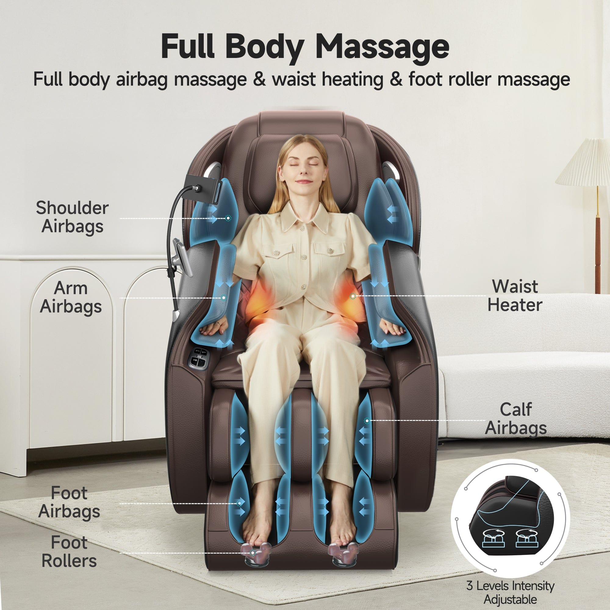 Real Relax Massage Chair Favor-06 Pro 3D Massage Chair Brown