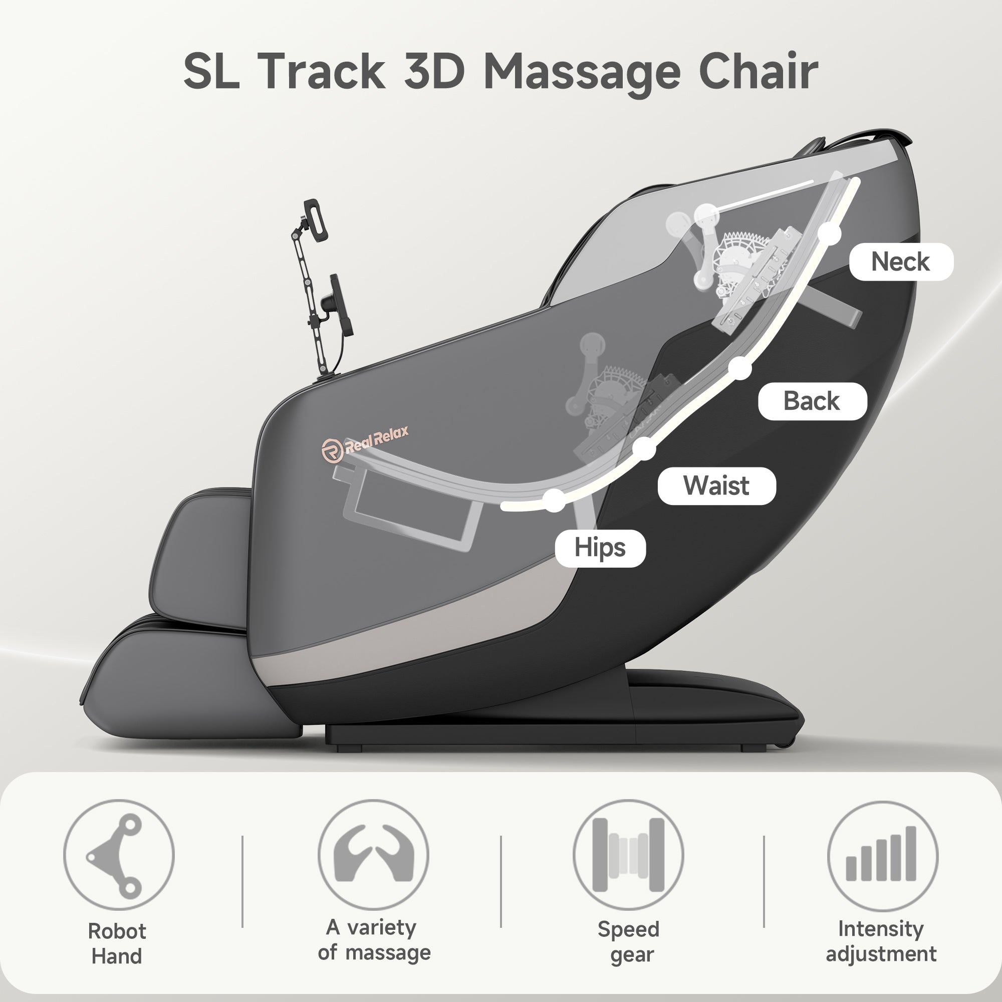 Real Relax Massage Chair Favor-24 3D Massage Chair Black draft
