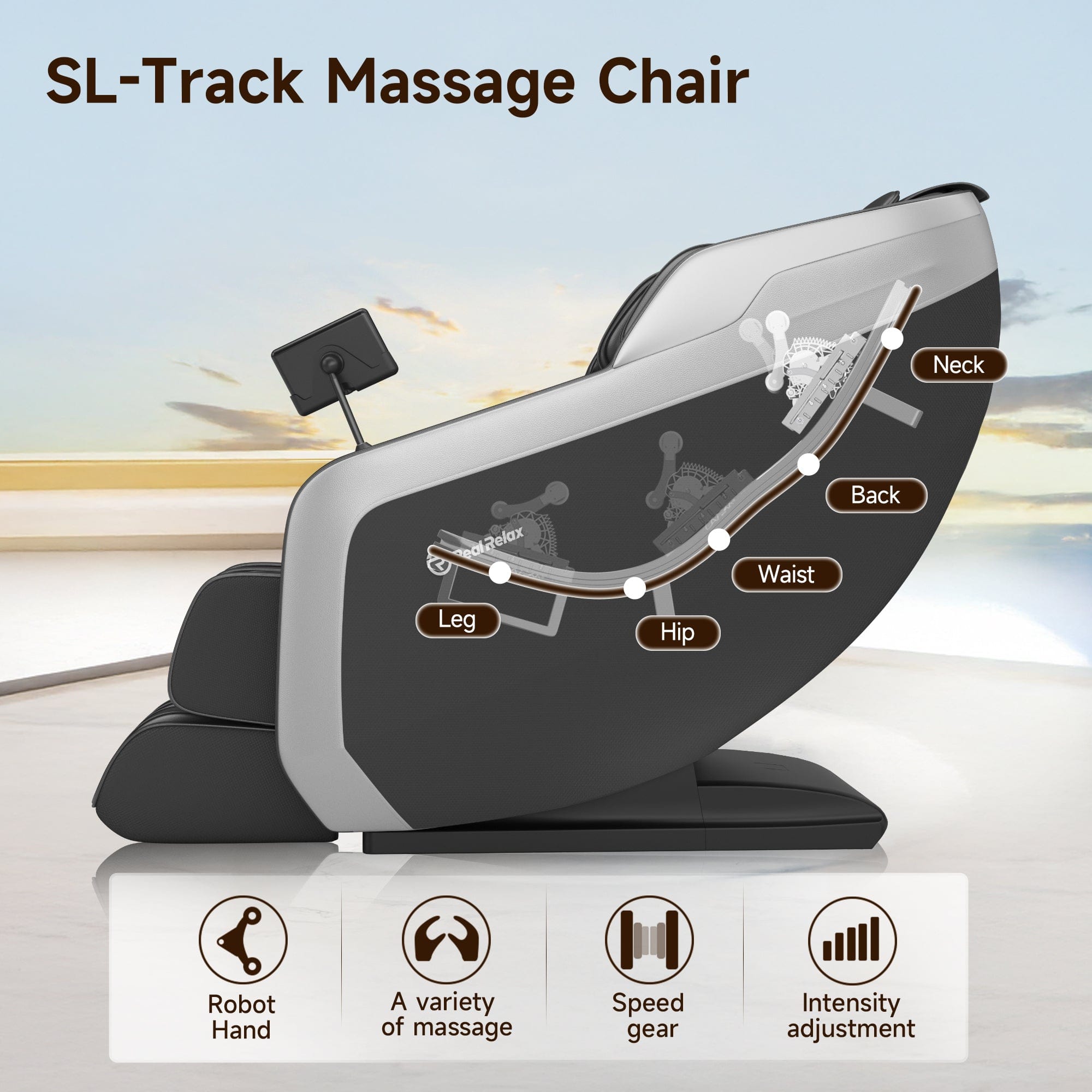 Real Relax Massage Chair Favor-24 3D Massage Chair Black draft