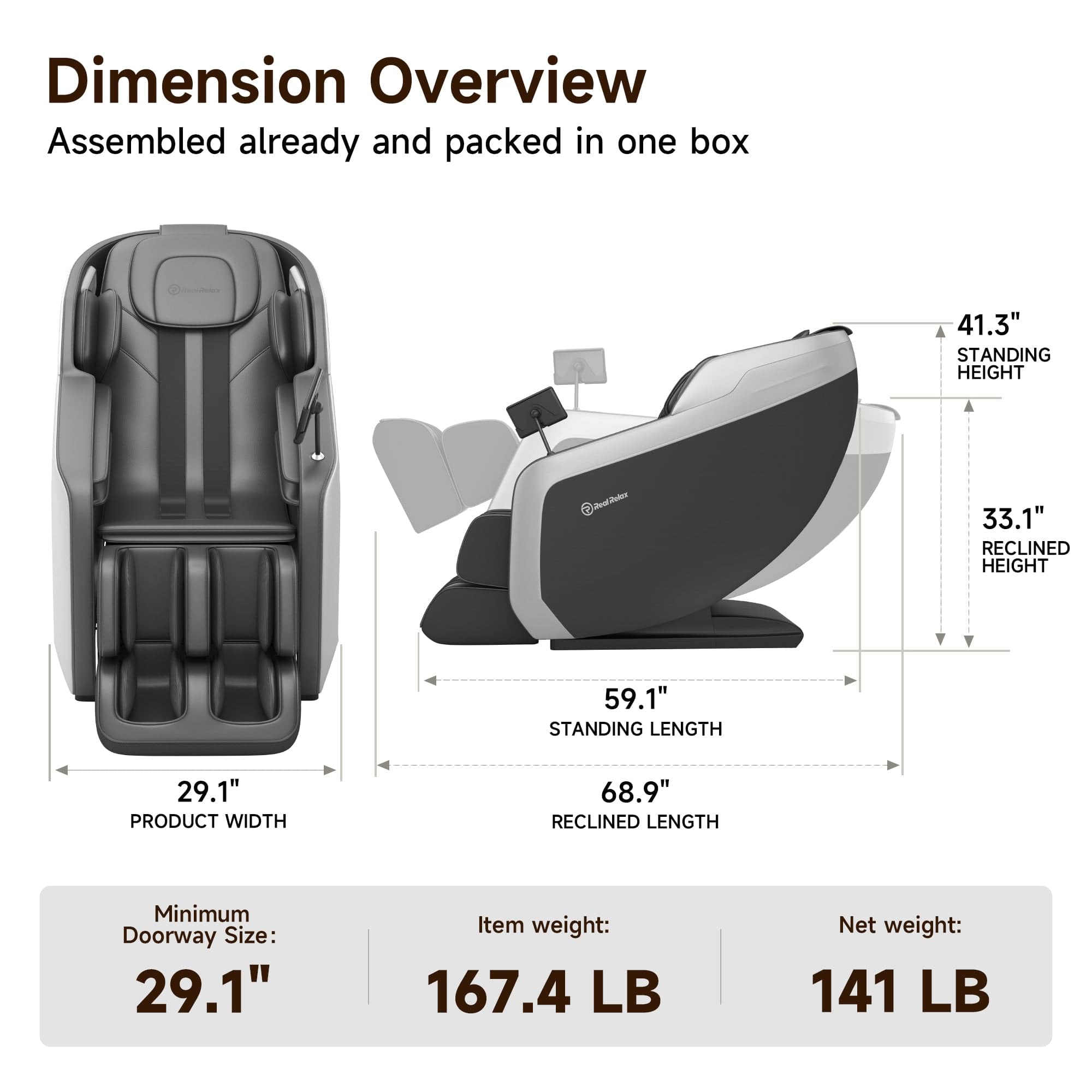 Real Relax Massage Chair Favor-24 3D Massage Chair Black draft