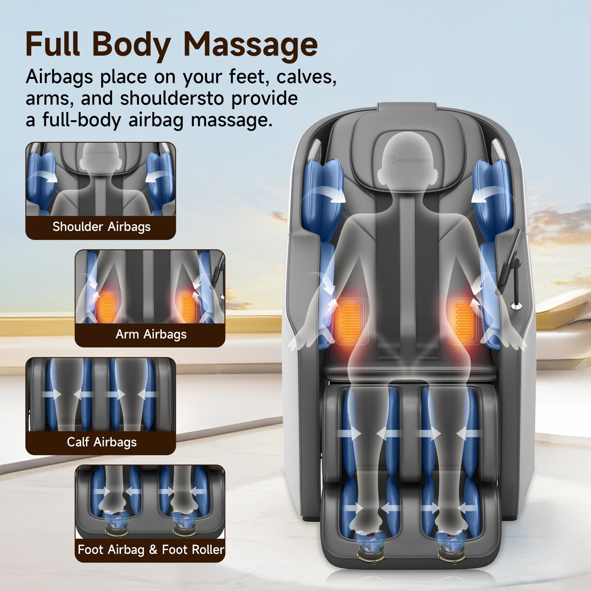 Real Relax Massage Chair Favor-24 3D Massage Chair Black draft