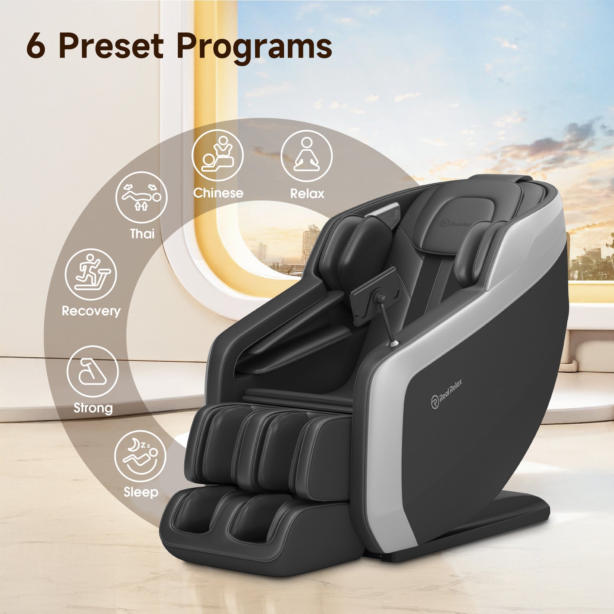 Real Relax Massage Chair Favor-24 3D Massage Chair Black draft