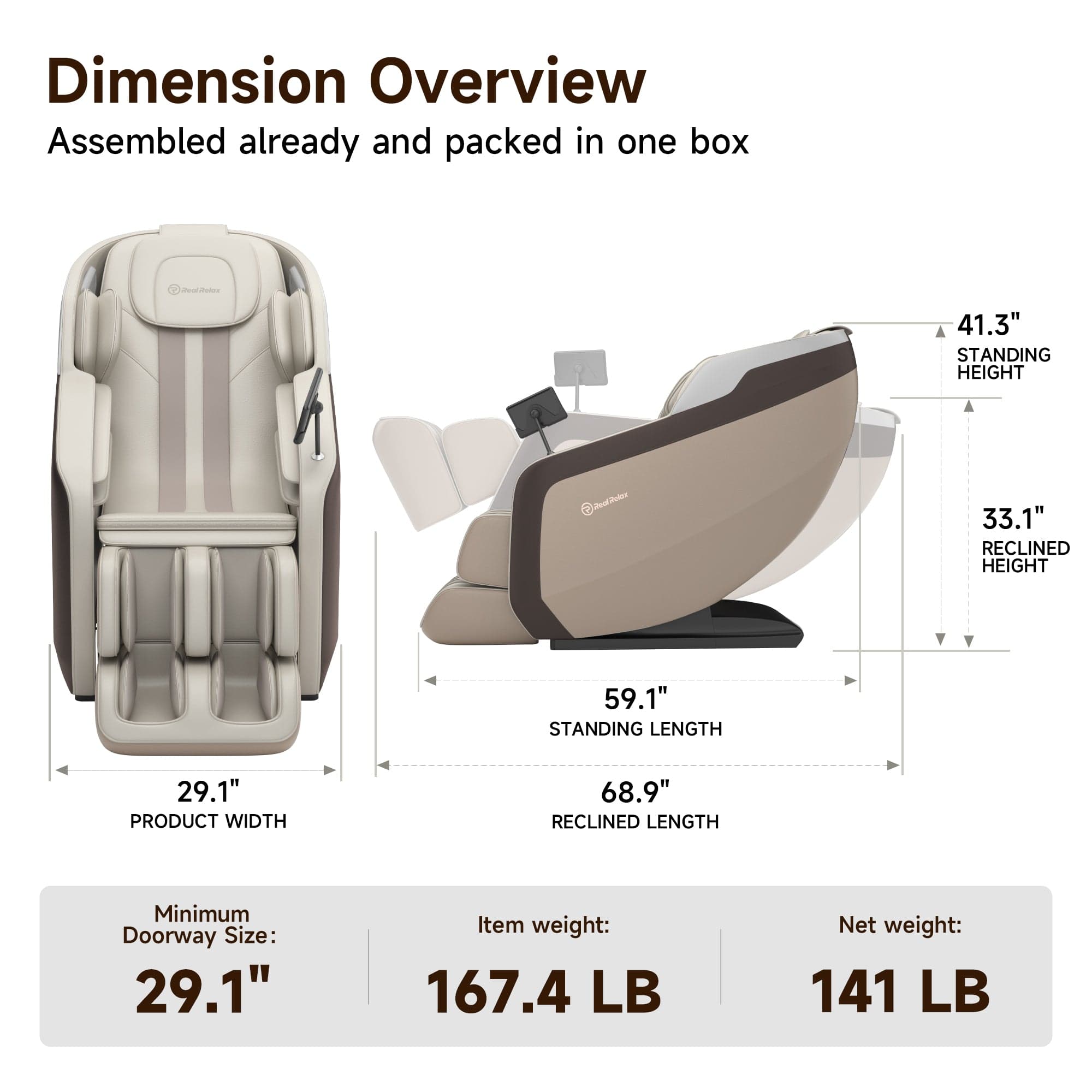 Real Relax Massage Chair Favor-24 3D Massage Chair Brown draft