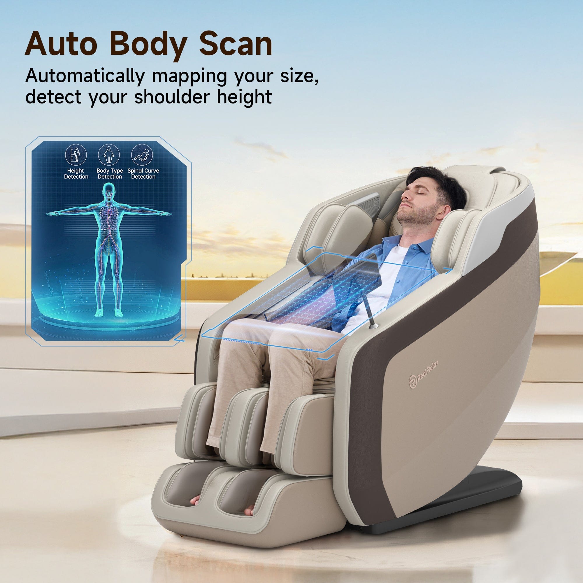 Real Relax Massage Chair Favor-24 3D Massage Chair Brown draft