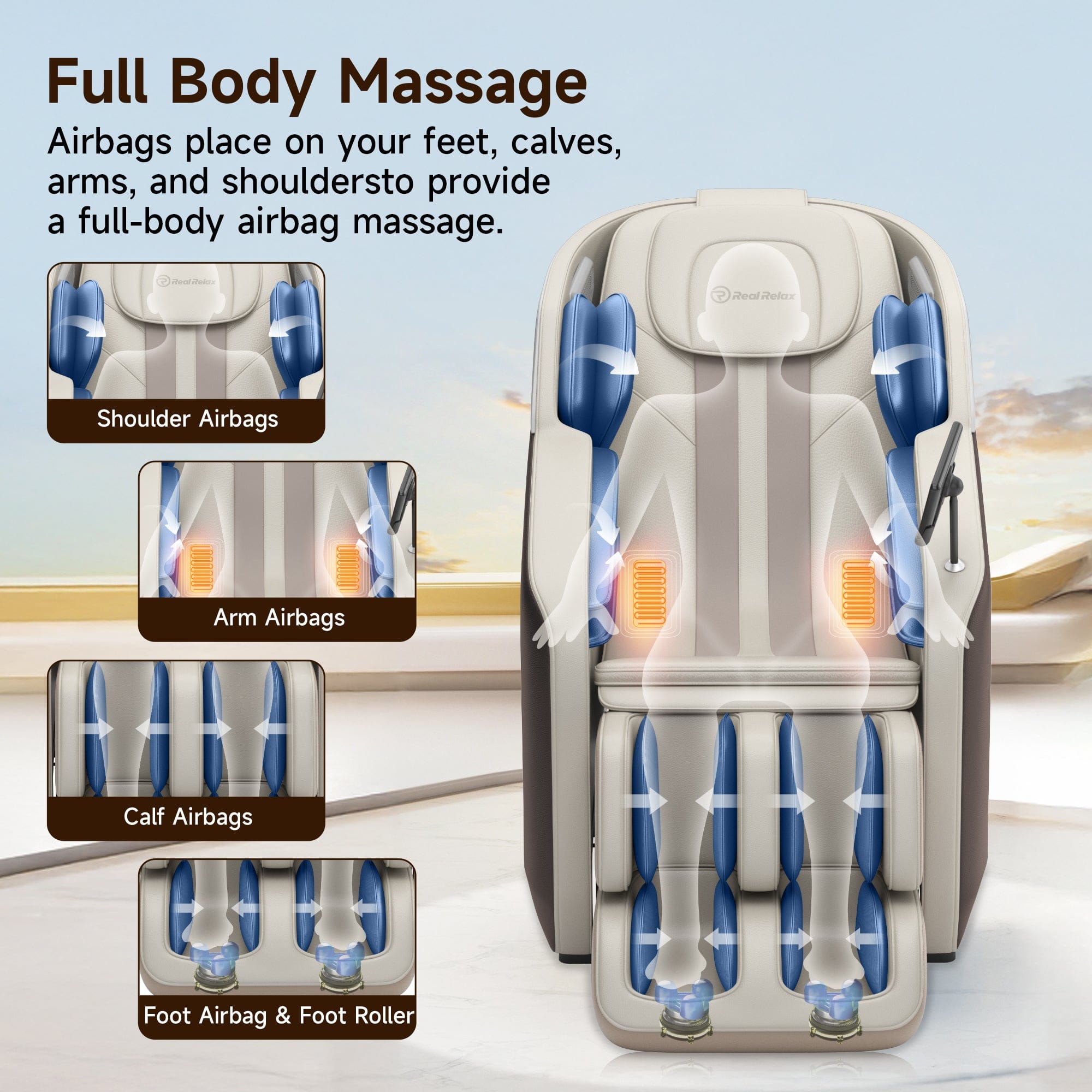 Real Relax Massage Chair Favor-24 3D Massage Chair Brown draft