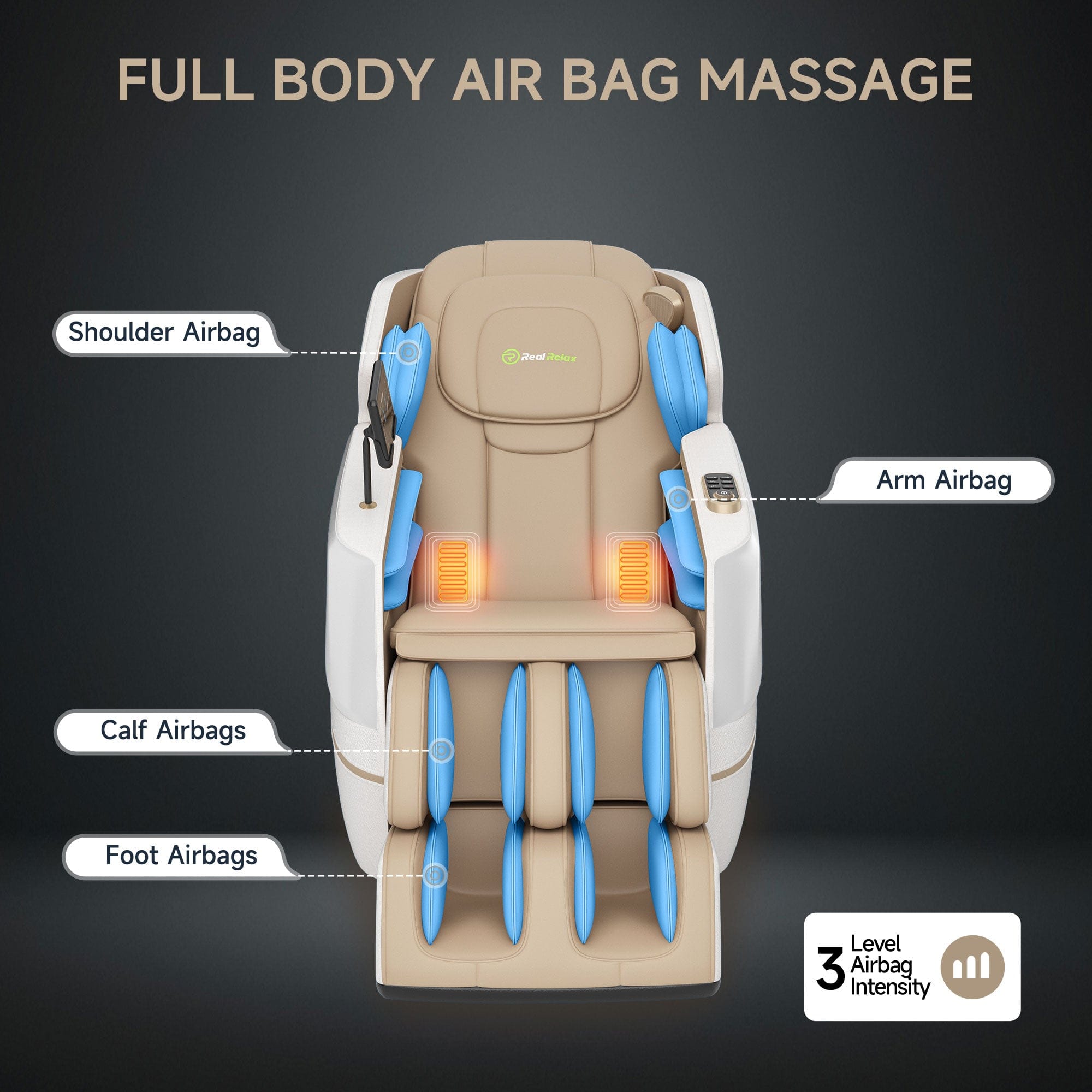 Real Relax Massage Chair Favor-27 3D Massage Chair Khaki