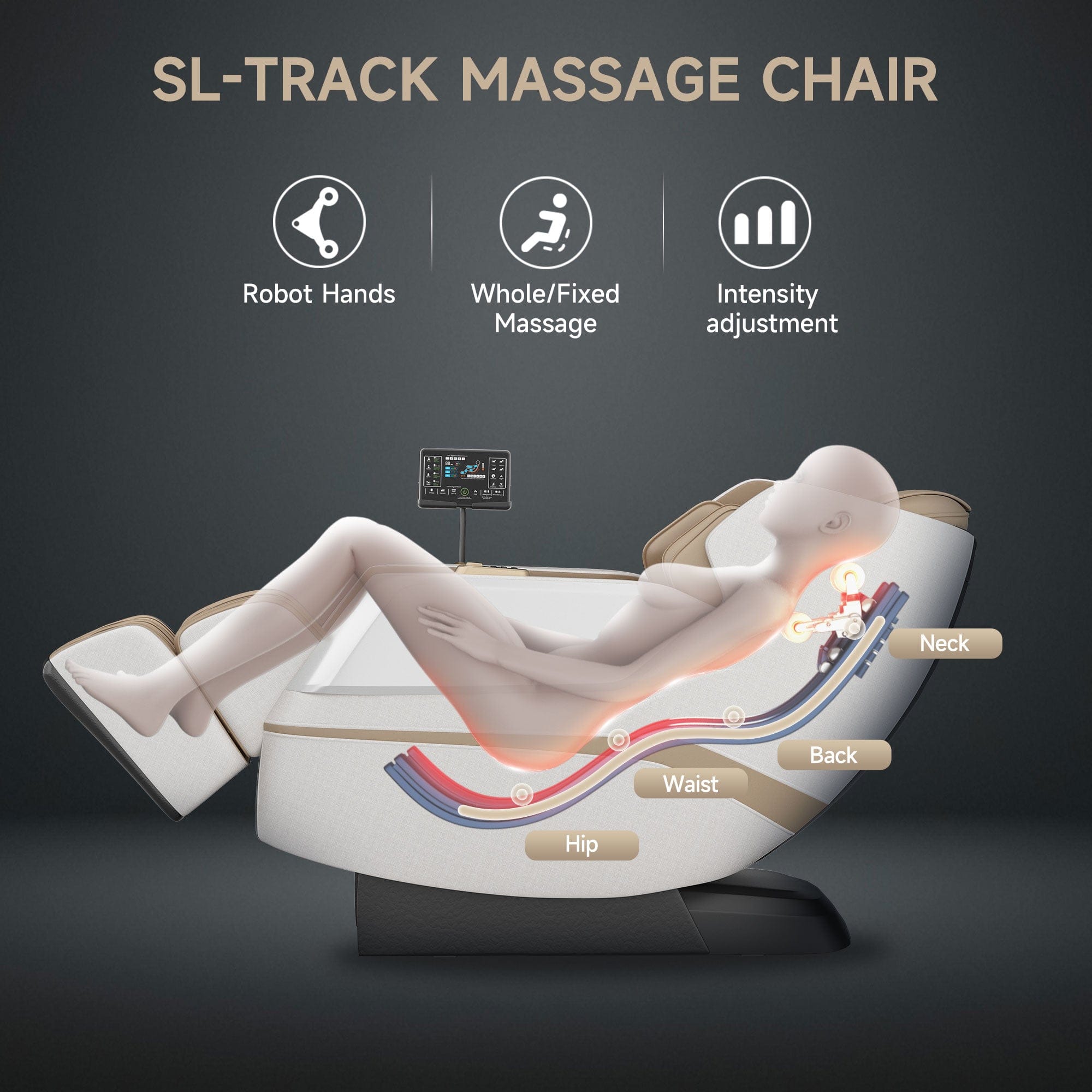 Real Relax Massage Chair Favor-27 3D Massage Chair Khaki