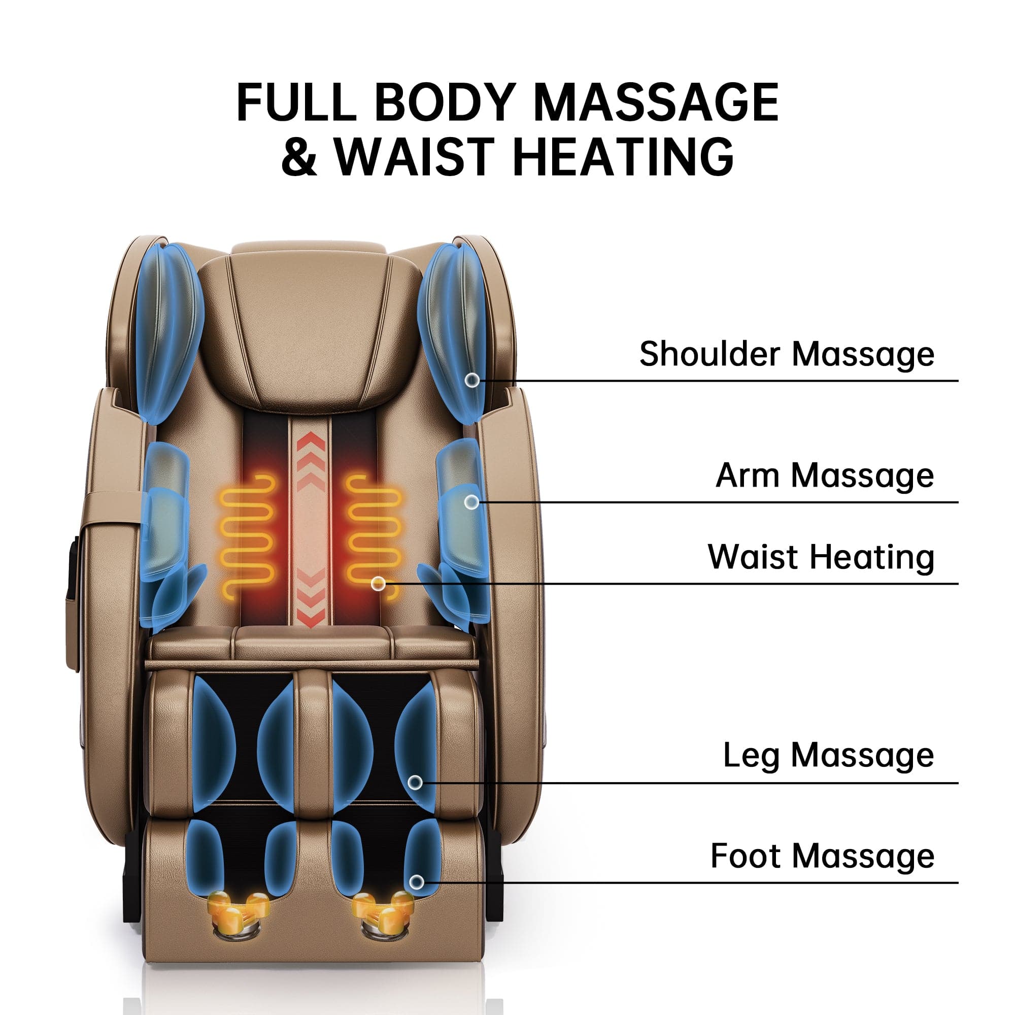 Real Relax Massage Chair MM450 Massage Chair Brown Gold Color Refurbished