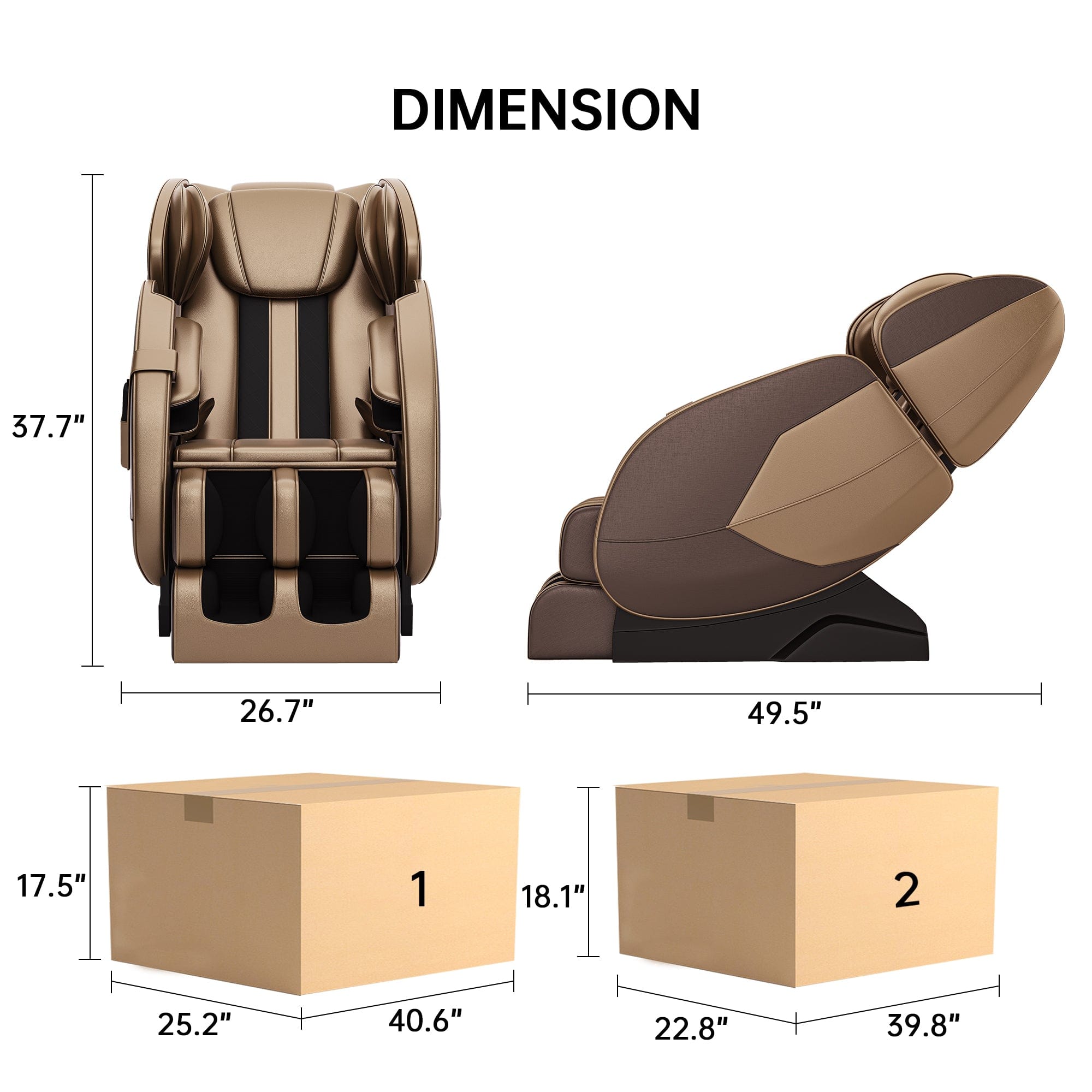 Real Relax Massage Chair MM450 Massage Chair Brown Gold Color Refurbished