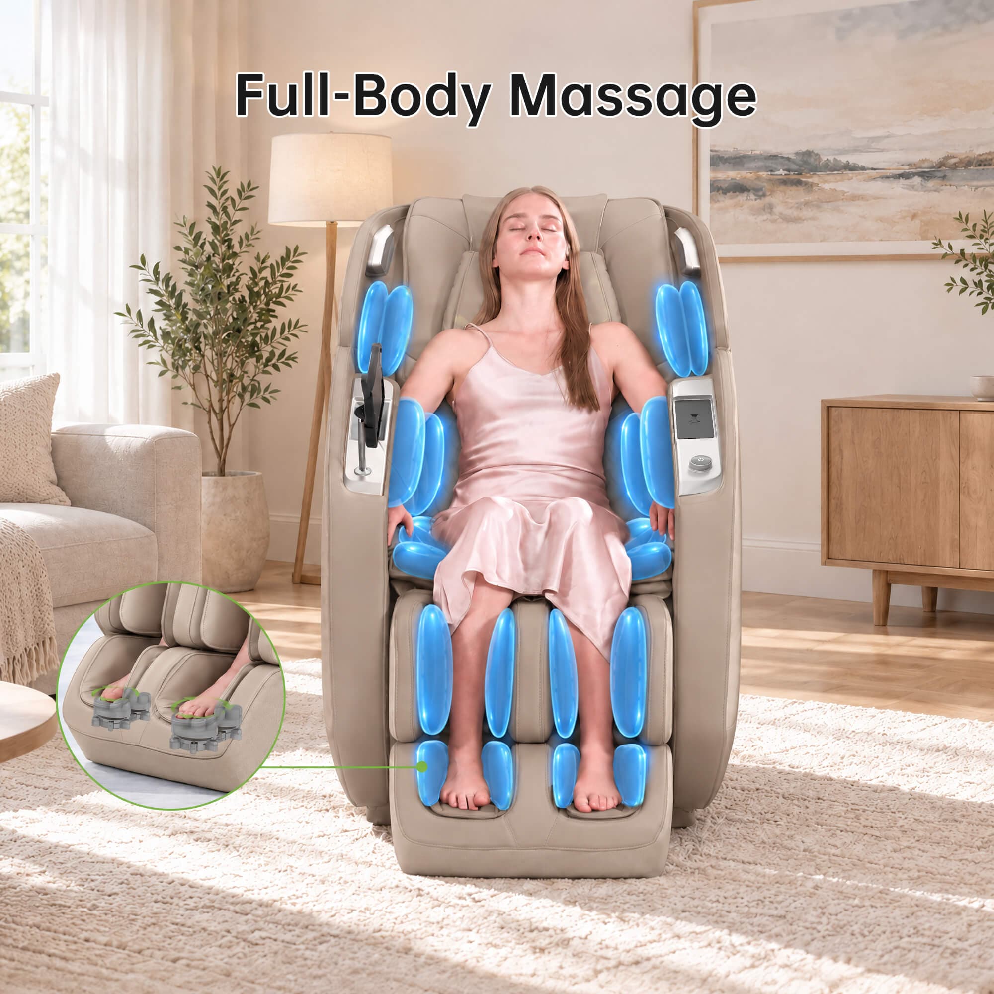 Real Relax Massage Chair PS5200 4D Zero Gravity Massage Chair Khaki