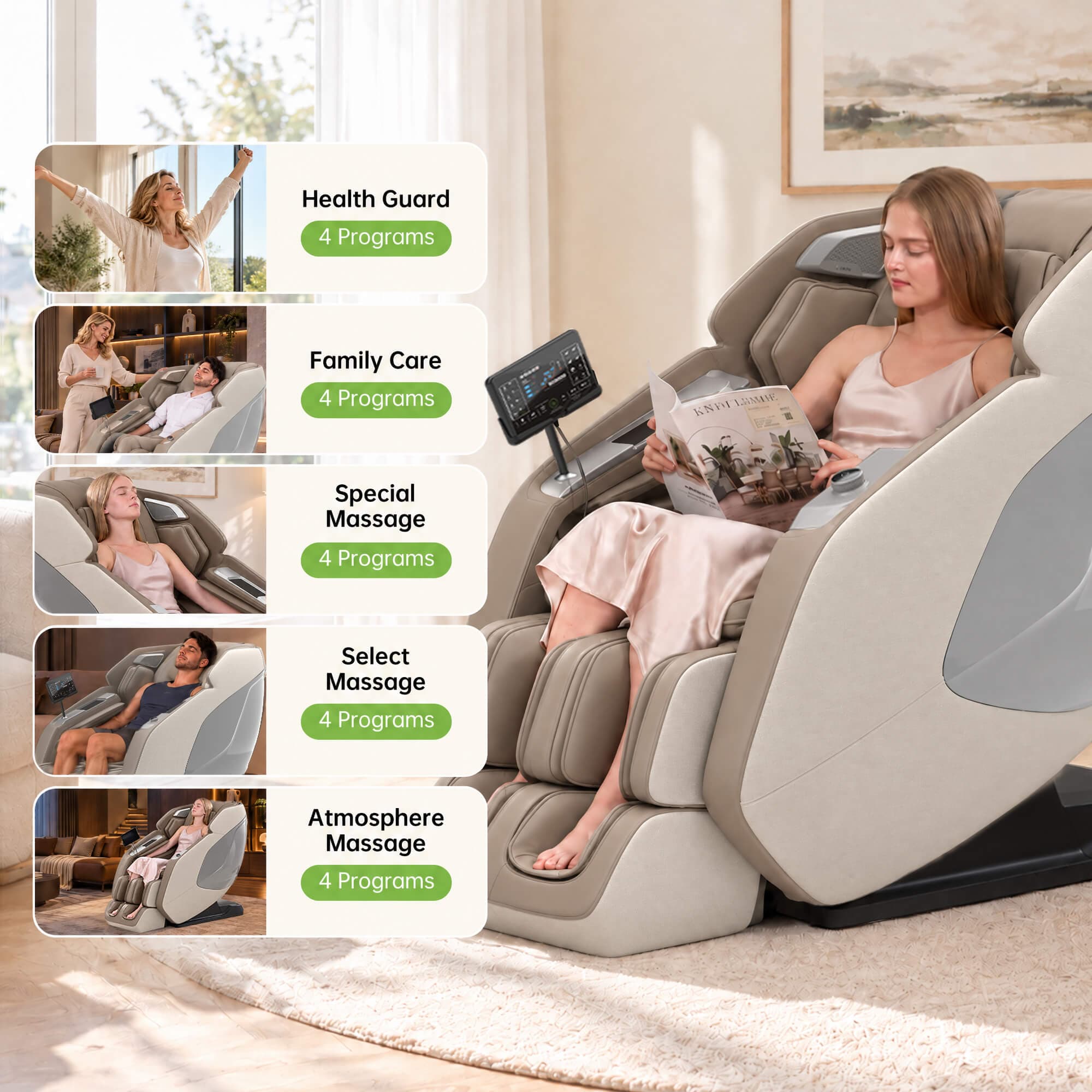 Real Relax Massage Chair PS5200 4D Zero Gravity Massage Chair Khaki