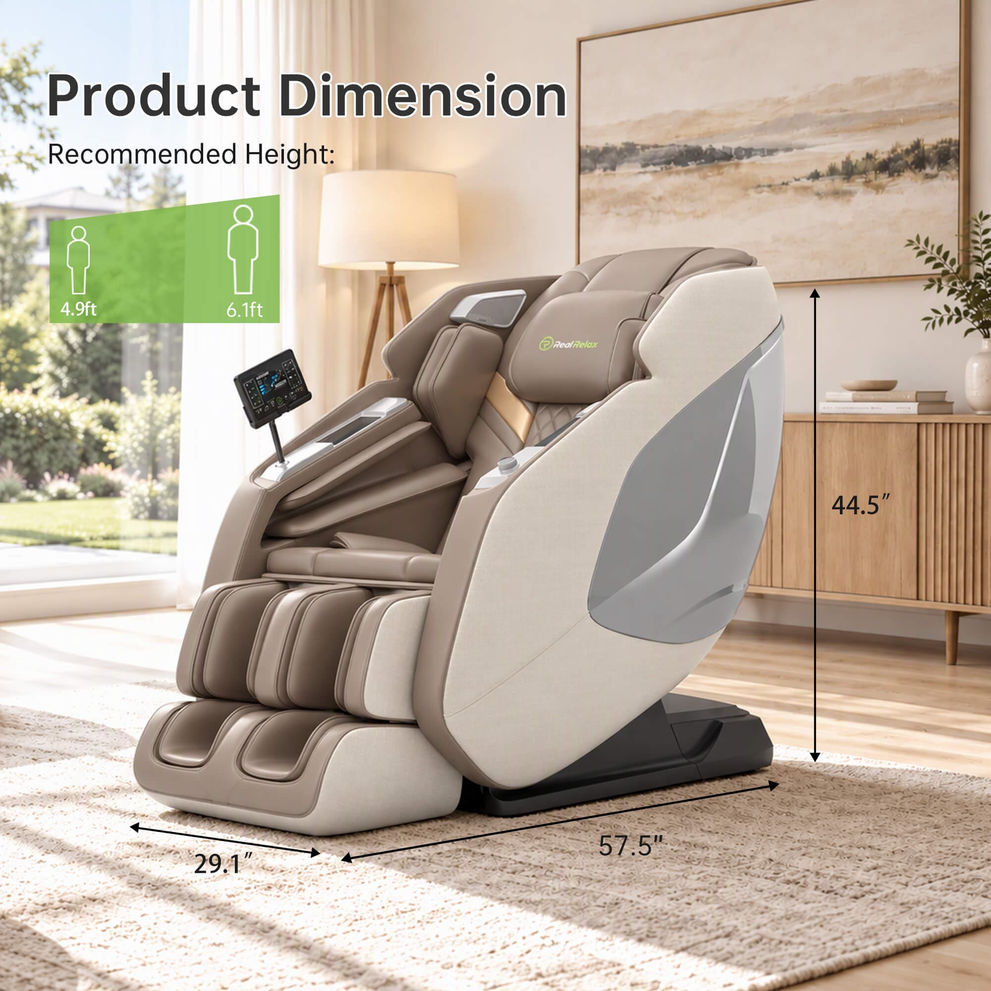 Real Relax Massage Chair PS5200 4D Zero Gravity Massage Chair Khaki