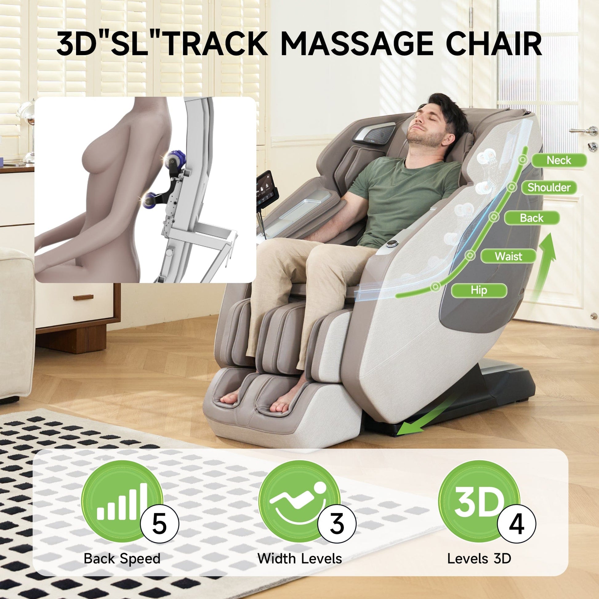 Real Relax Massage Chair PS5200 Massage Chair Khaki