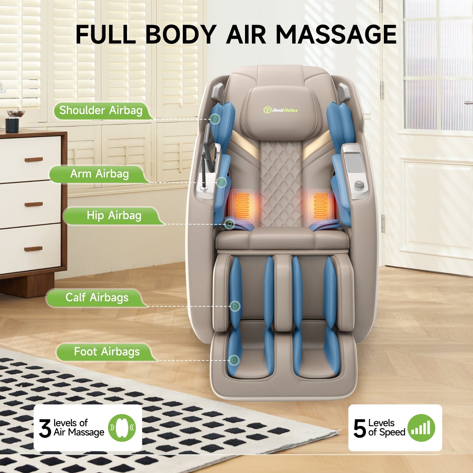 Real Relax Massage Chair PS5200 Massage Chair Khaki