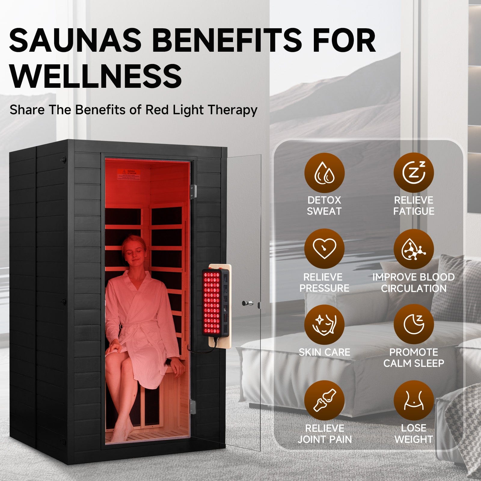 Real Relax Sports&Fitness 1-2 Person Premium Full Spectrum Infrared Sauna