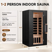 Real Relax Sports&Fitness 1-2 Person Premium Full Spectrum Infrared Sauna