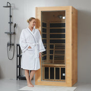 Real Relax Sports&Fitness 1-Person Near Zero EMF Sauna: Canadian Hemlock Wood, 1440W