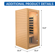 Real Relax Sports&Fitness 1-Person Near Zero EMF Sauna: Canadian Hemlock Wood, 1440W