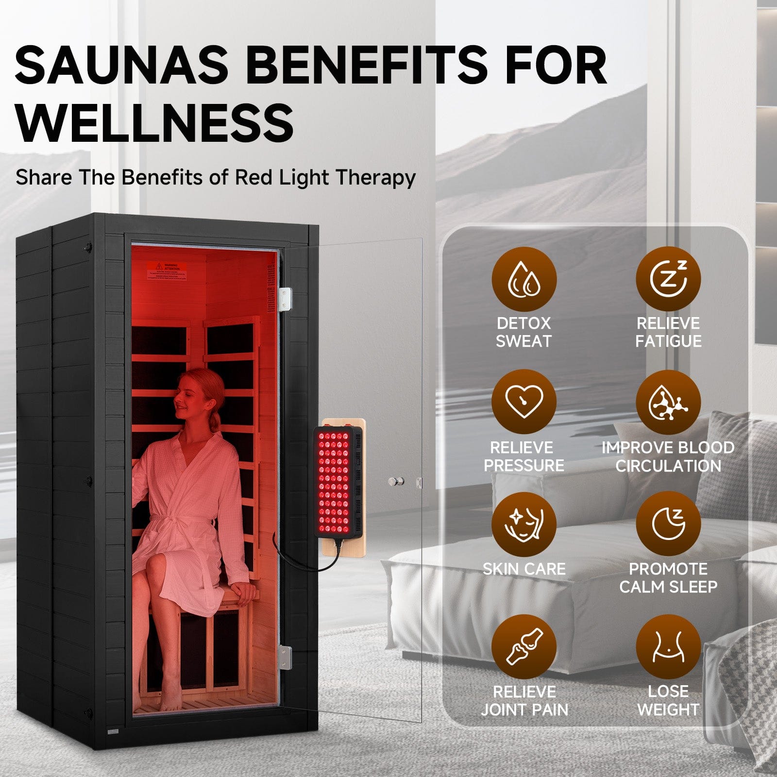 Real Relax Sports&Fitness 1-Person Premium Full Spectrum Infrared Sauna