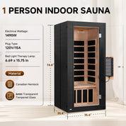 Real Relax Sports&Fitness 1-Person Premium Full Spectrum Infrared Sauna