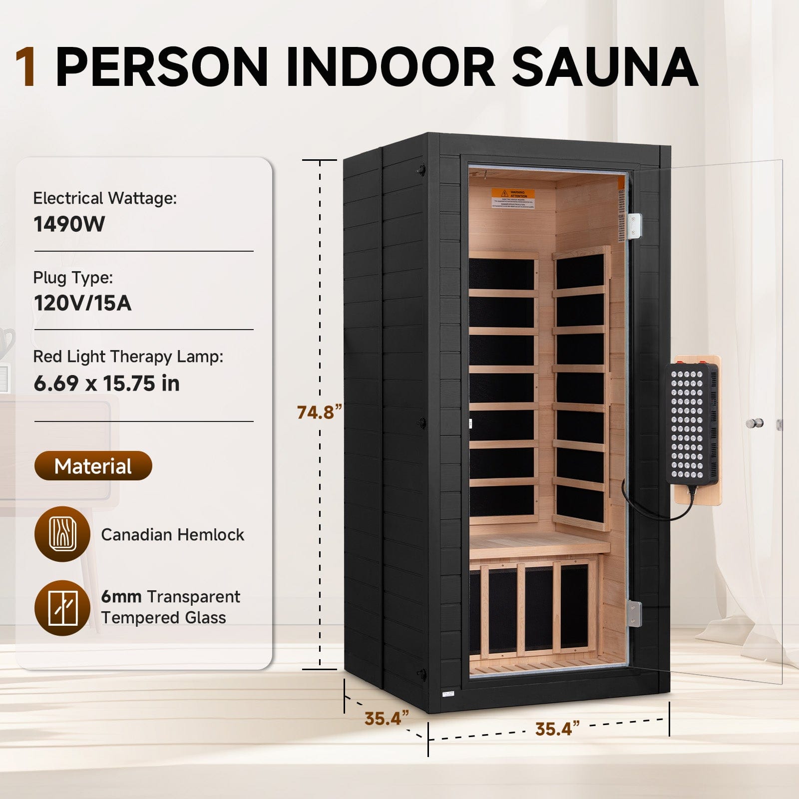 Real Relax Sports&Fitness 1-Person Premium Full Spectrum Infrared Sauna