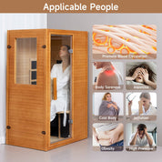Real Relax Sports&Fitness Home Sauna Infrared Sauna for Home, 1 Person Low EMF Wood Indoor Saunas Spa at Home with 950W 10min Warm-up, Bluetooth, Easy LCD Panel, Backrest