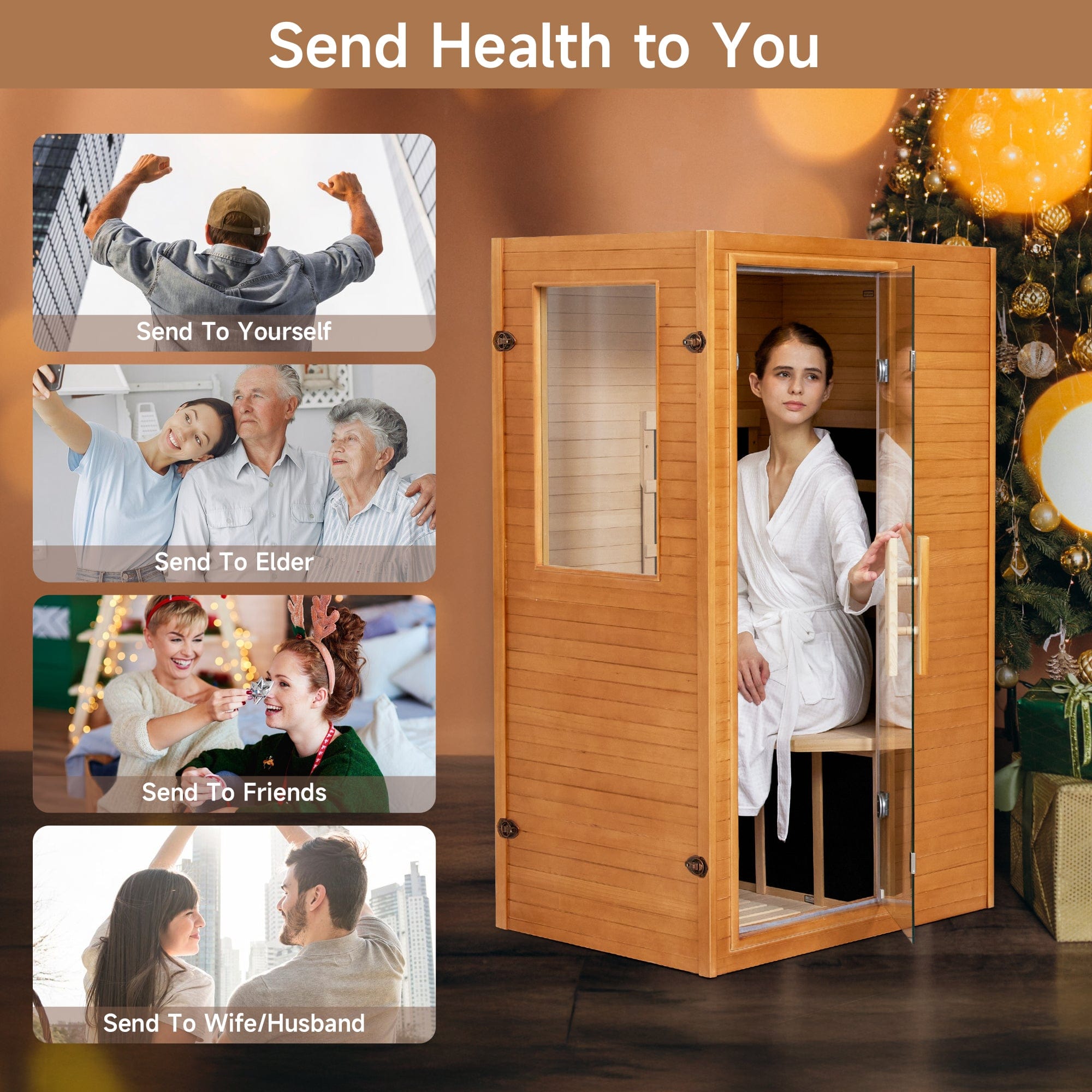 Real Relax Sports&Fitness Home Sauna Infrared Sauna for Home, 1 Person Low EMF Wood Indoor Saunas Spa at Home with 950W 10min Warm-up, Bluetooth, Easy LCD Panel, Backrest