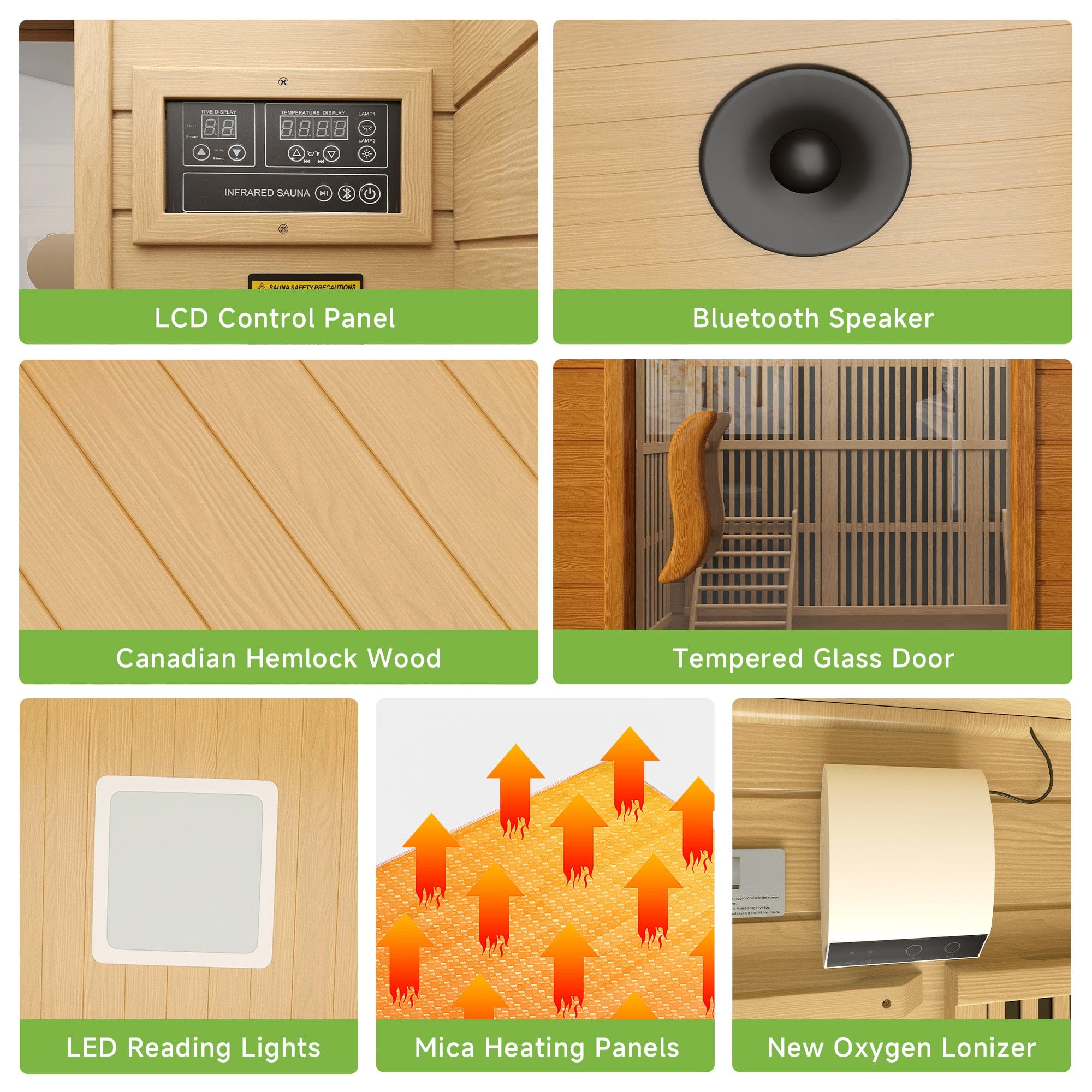 Real Relax Sports&Fitness LM-A03 Real Relax 3 Person Infrared Sauna for Home Indoor, 15amp Low EMF Far Infrared Sauna with 10min Rapid preheating, Bluetooth, 2 LCD Control Panel