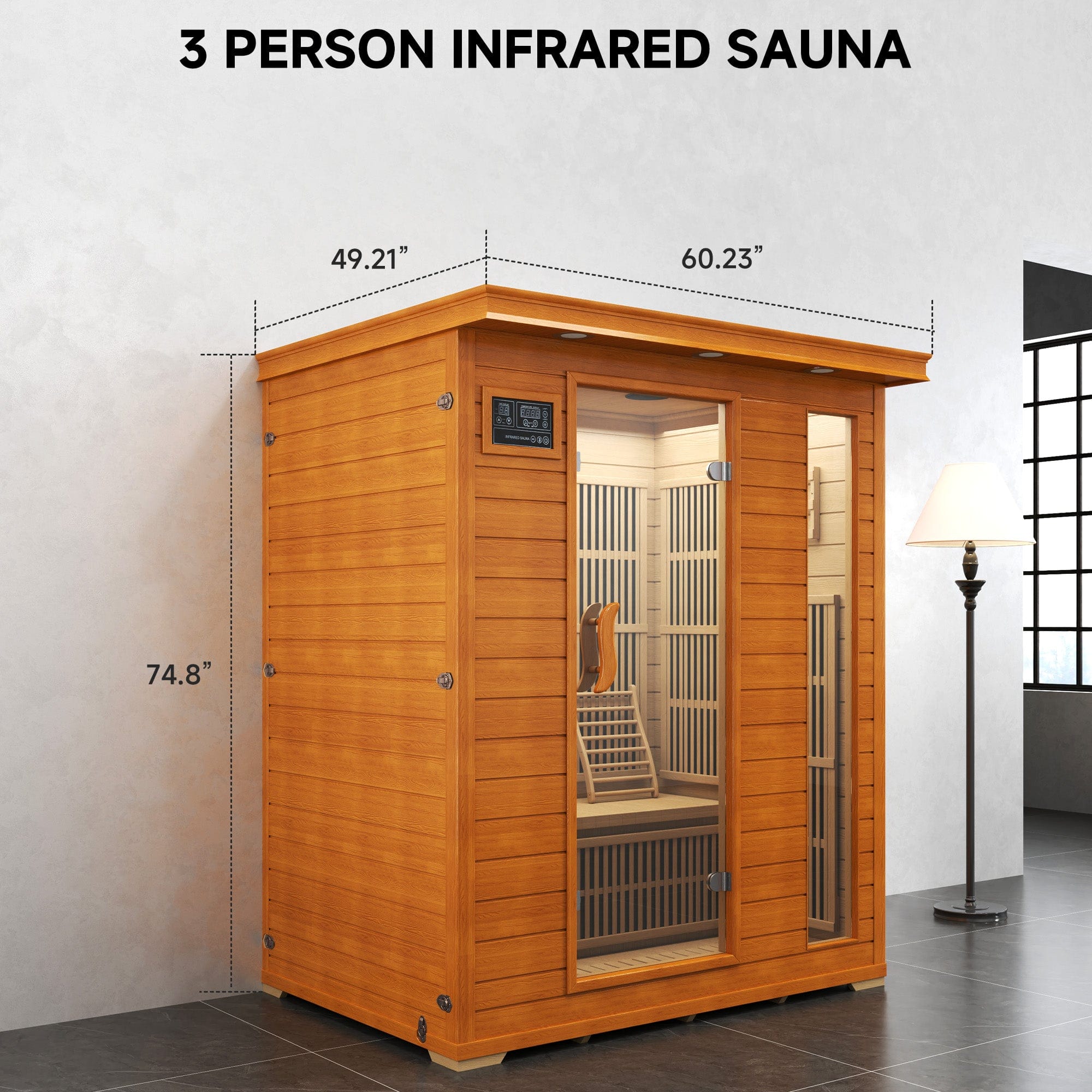 Real Relax Sports&Fitness LM-A03 Real Relax 3 Person Infrared Sauna for Home Indoor, 15amp Low EMF Far Infrared Sauna with 10min Rapid preheating, Bluetooth, 2 LCD Control Panel