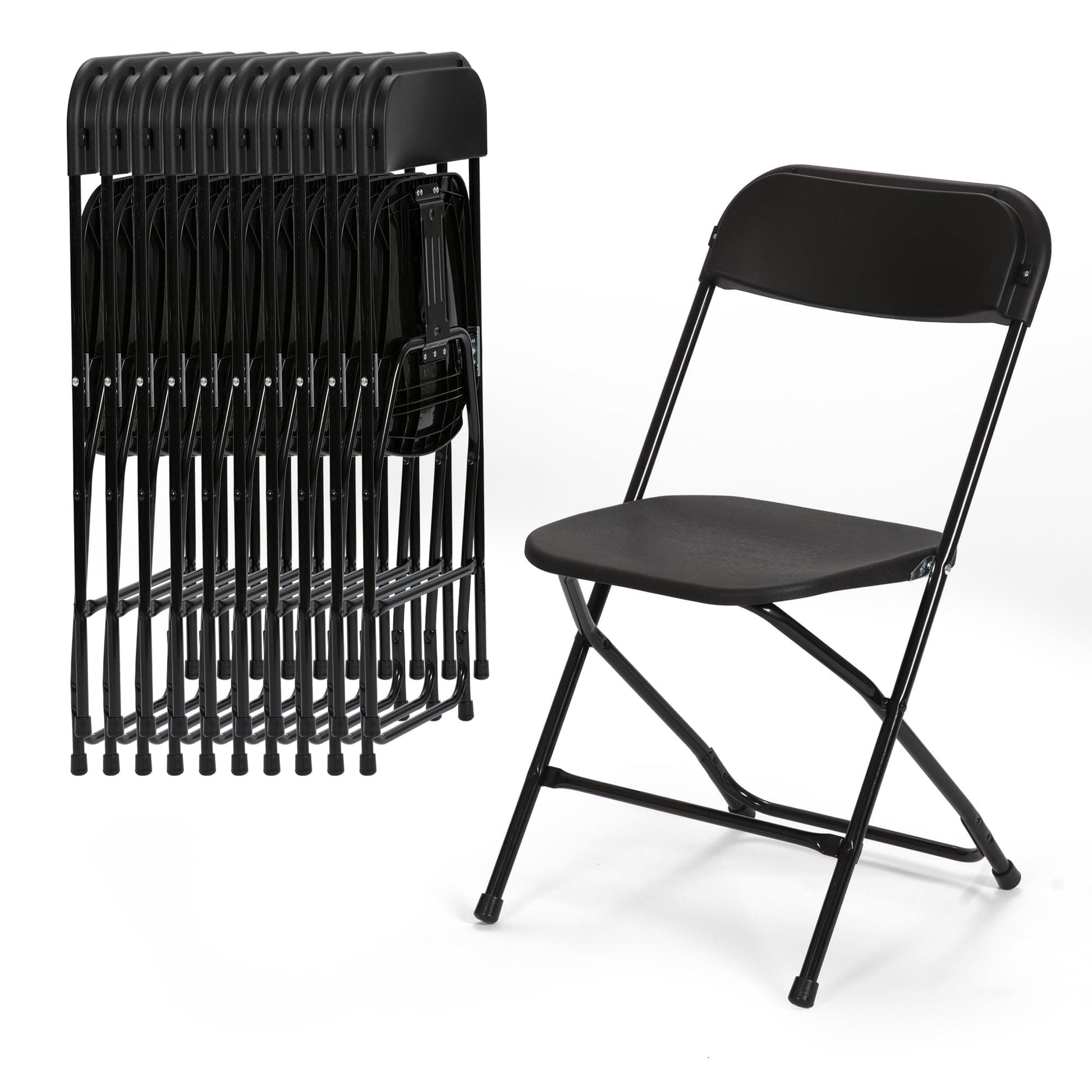 Real Relax Sports&Fitness Plastic Folding Chair, Folding Chair for Wedding Party Outdoor Indoor and Office, Portable Commercial Chair, Lightweight Folding Chair Black