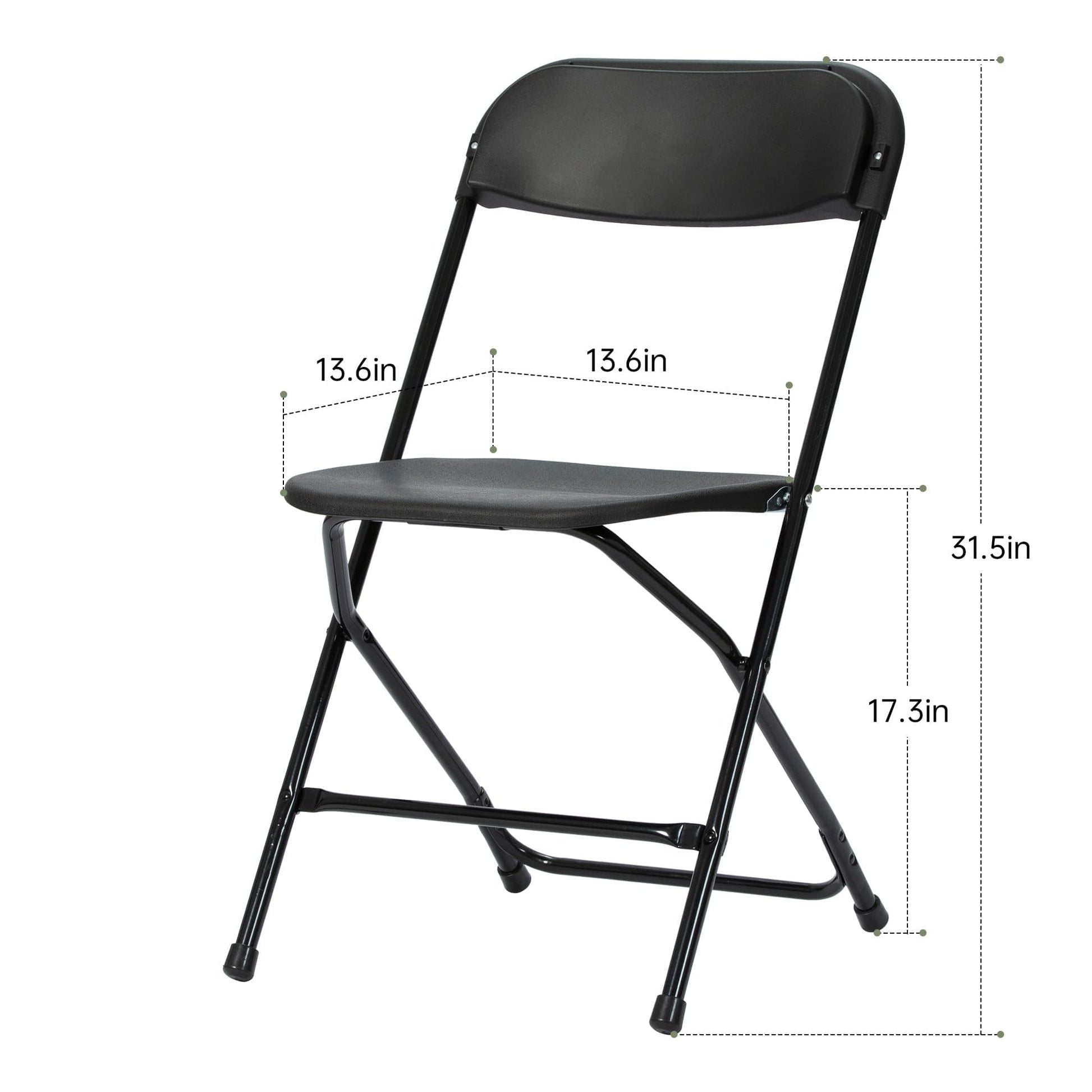 Real Relax Sports&Fitness Plastic Folding Chair, Folding Chair for Wedding Party Outdoor Indoor and Office, Portable Commercial Chair, Lightweight Folding Chair Black