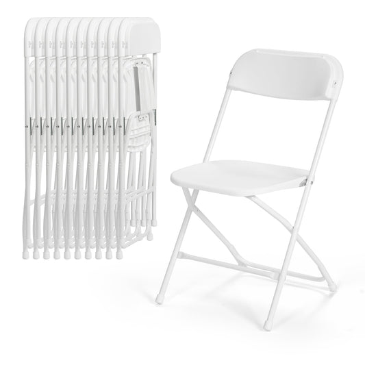 Real Relax Sports&Fitness Plastic Folding Chair, Folding Chair for Wedding Party Outdoor Indoor and Office, Portable Commercial Chair, Lightweight Folding Chair White