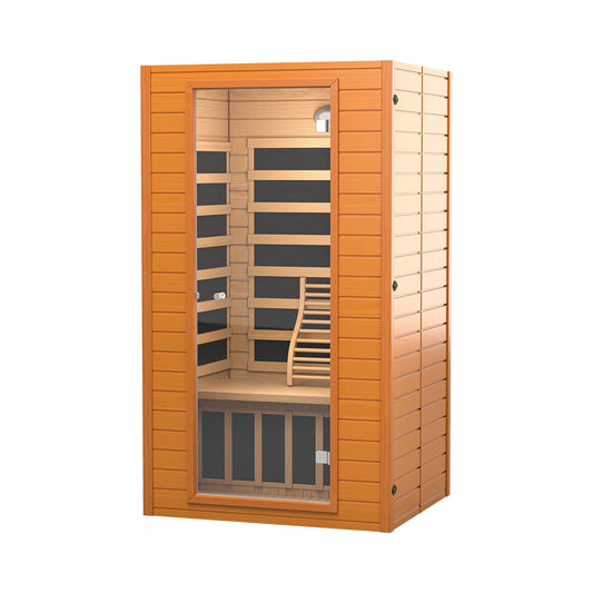 Real Relax Sports&Fitness Real Relax 1-2 Persons Near Zero EMF Canadian Hemlock Wood Sauna with 1600W, 9 Chromo Therapy Lights, Oxygen Lonizer, Bluetooth, LCD Control Pannel for Home Spa Days