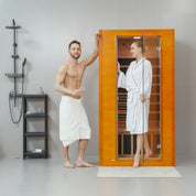 Real Relax Sports&Fitness Real Relax 1-2 Persons Near Zero EMF Canadian Hemlock Wood Sauna with 1600W, 9 Chromo Therapy Lights, Oxygen Lonizer, Bluetooth, LCD Control Pannel for Home Spa Days